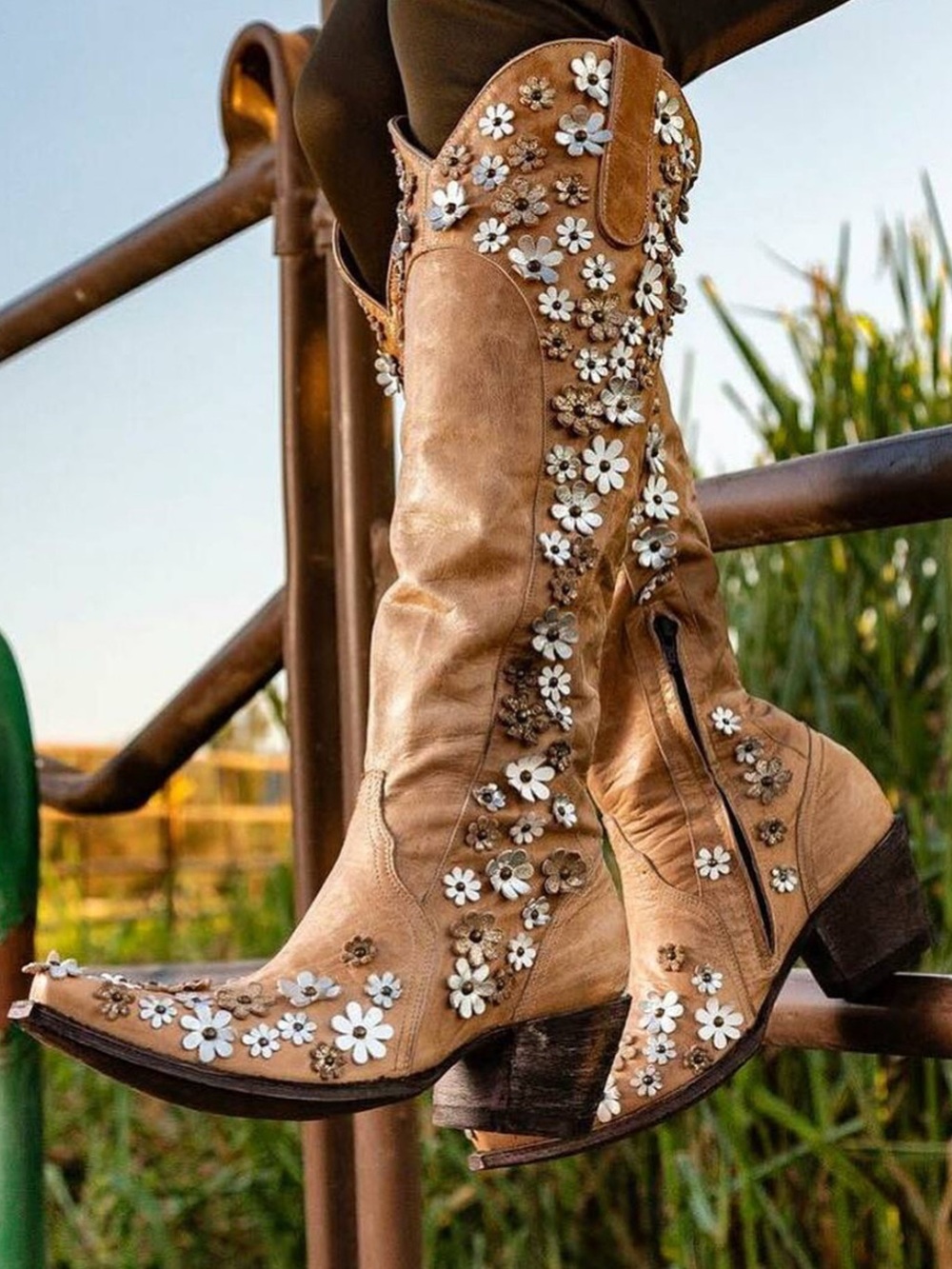 Old Gringo Hippie Chick Diana Floral Leather Boots ~